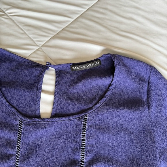 Harlowe & Graham Deep Purple Long Sleeve Blouse Ruffle Tiered Blouse - Picture 2 of 8